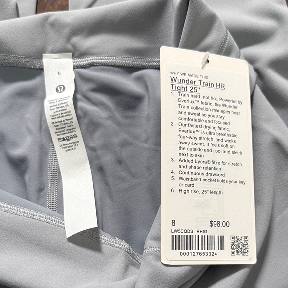 Lululemon Soft Gray Wunder Train HR Tight 25” Leggings NWT - Picture 5 of 5